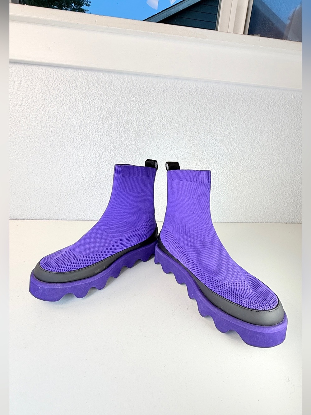 Issey Miyake x United Nude Purple Knit Platform Ankle Boots Size EU 35 US 5 - Picture 5 of 12